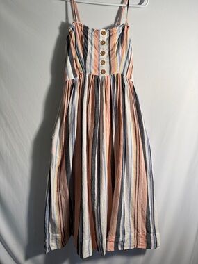 Free People Striped Smocked Tank Top - Coral, Navy, White